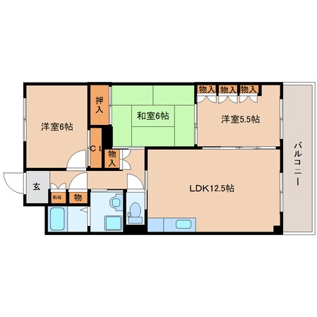 五位堂駅 徒歩3分 3階の物件間取画像